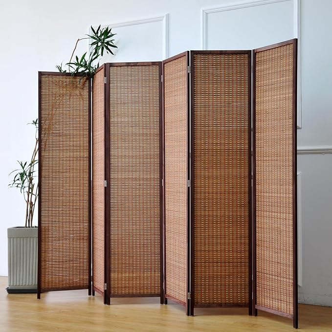 Furnnylane 6 Panel Bamboo Room Divider – 5.6 ft Tall Folding Privacy Screen - Image 4