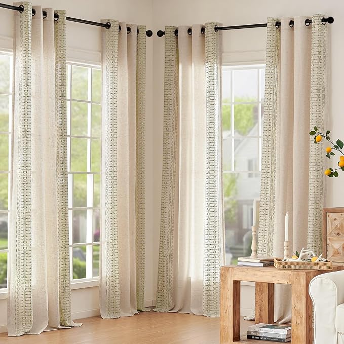 jinchan Boho Curtains for Bedroom Linen Blend Window Curtains 84 Inches Long 2 - Image 5