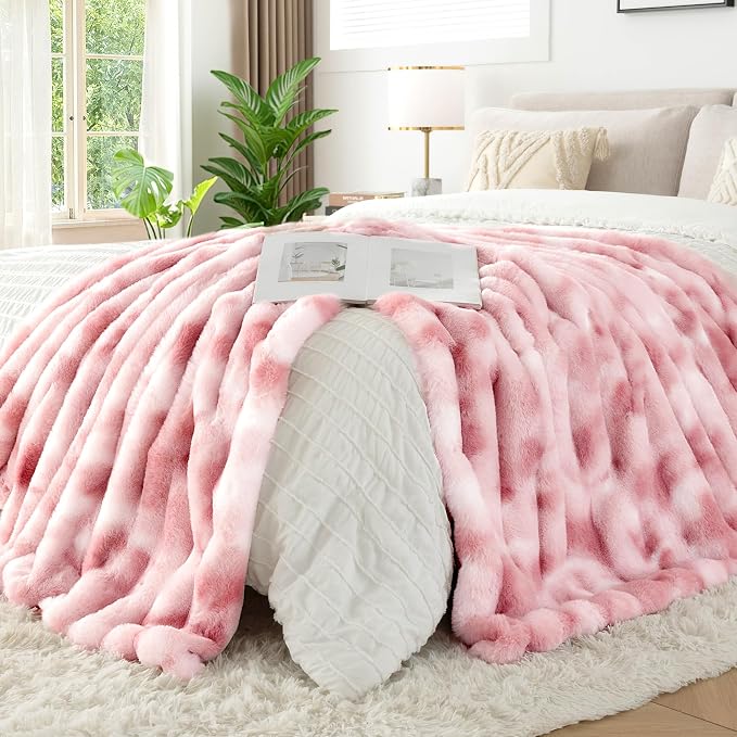 Touchat Luxury Faux Rabbit Fur Throw Blanket - Image 5