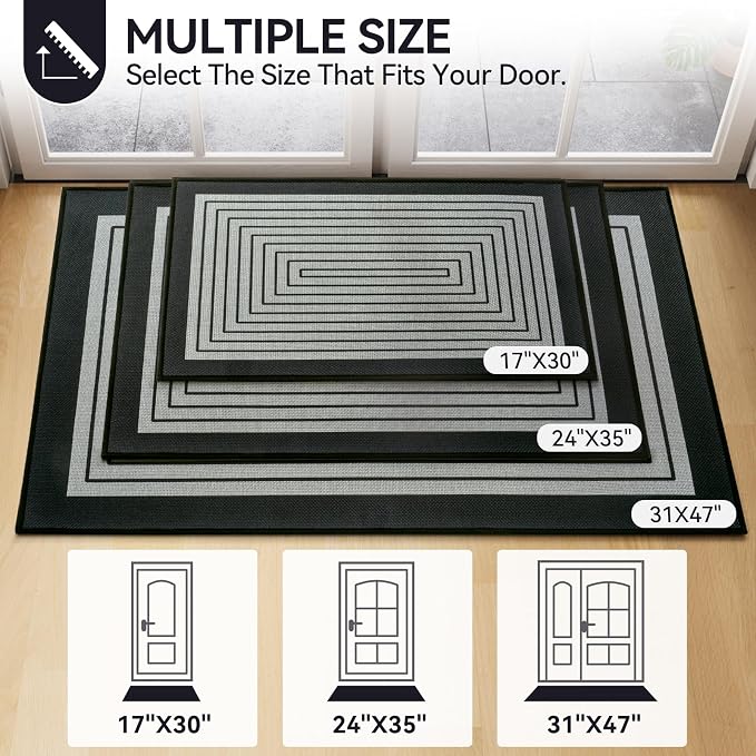 Front Door Mat 31''x47'', Absorbent Dirt Resist Washable Non Slip Low-Profile - Image 8