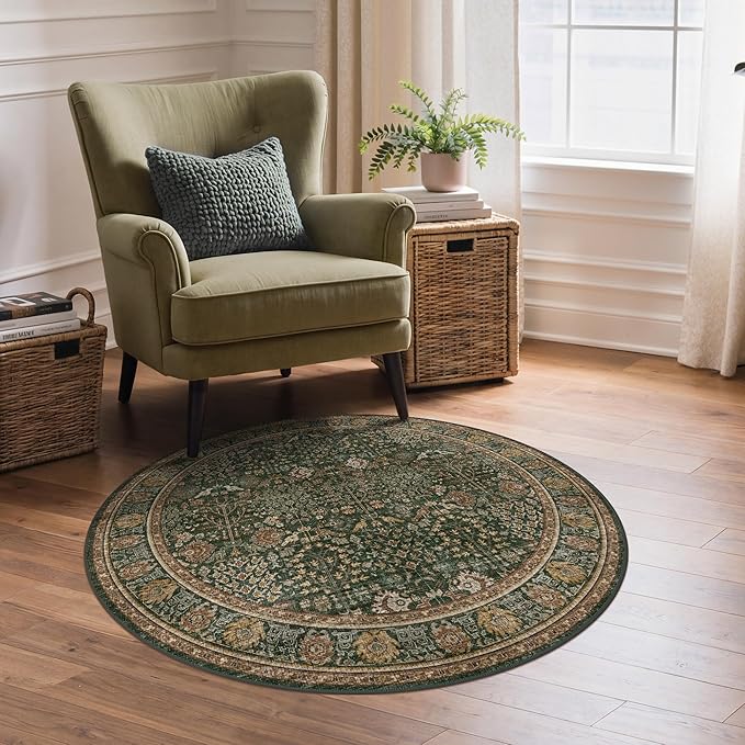 Bavni Round Rug 3ft-Machine Washable Area Rugs Non-Slip - Image 3