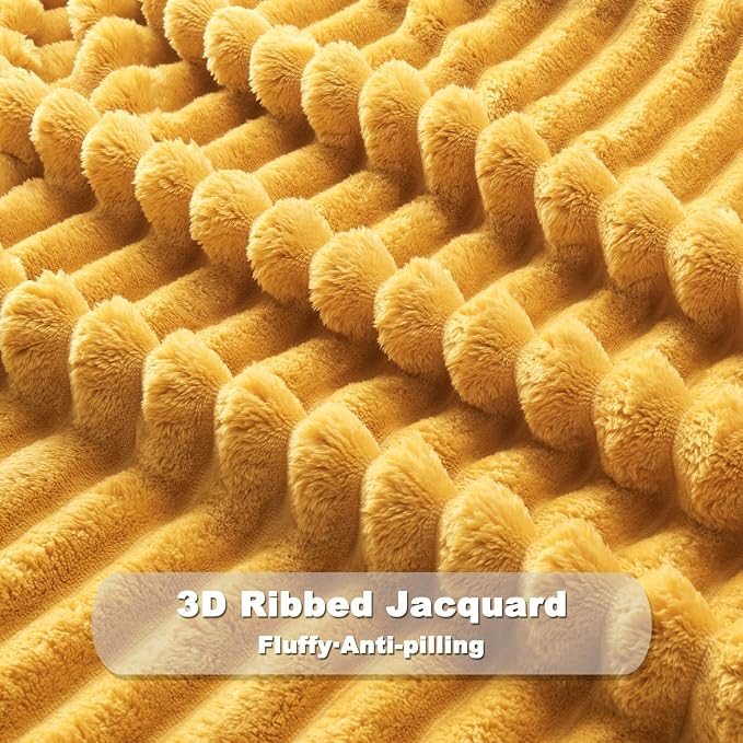 NEWCOSPLAY Super Soft Queen Blanket Mustard Yellow Premium Silky Flannel Fleece - Image 5