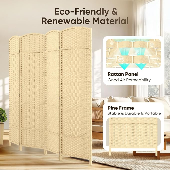 JOSTYLE Room Divider Panel, 6FT Privacy Wall Divider Screen - Image 3