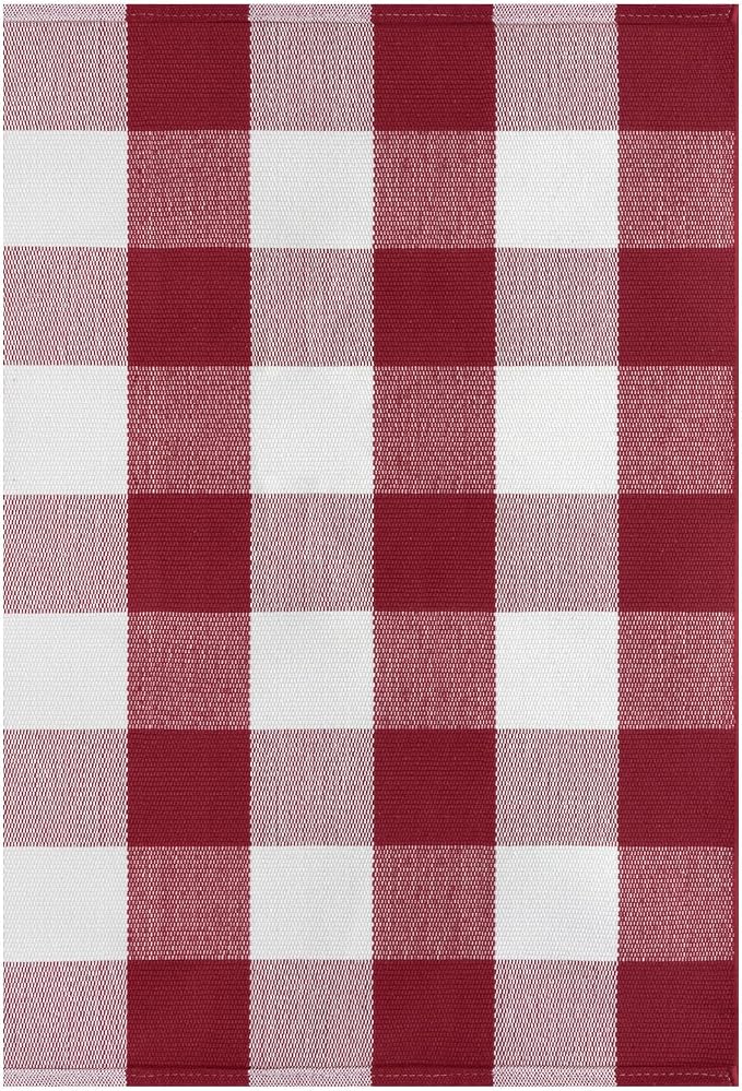 IOHOUZE Christmas Buffalo Plaid Rug 2x3 Ft Outdoor Indoor Doormat Red White - Image 8