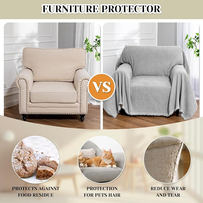 MEETSKY Grey Chair Covers Sofa Cover Washable - Image 5