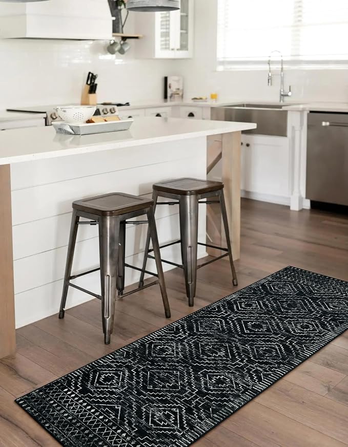 Wonnitar Washable Kitchen Runner Rug 2x6, Moroccan Black Runners - Image 6