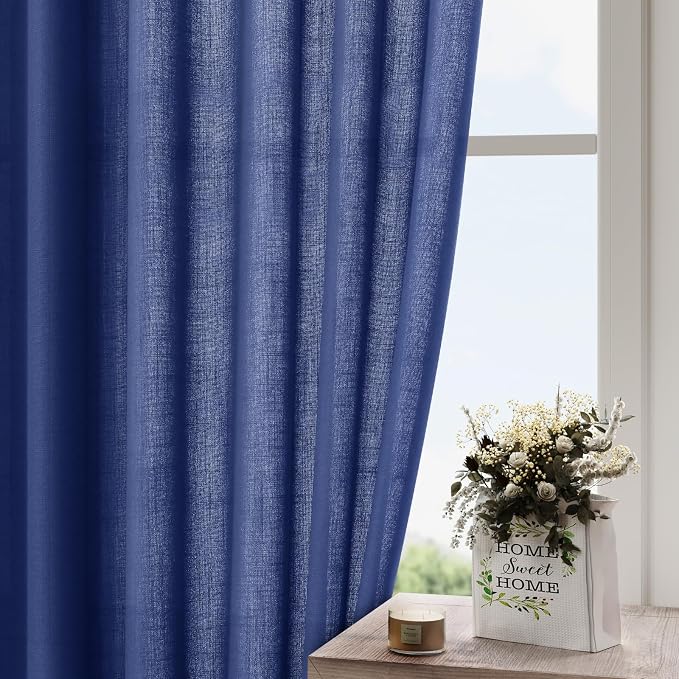 Nanspring Classic Blue Linen Curtains 72 Inch Length - Image 4