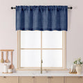 Chyhomenyc Navy Blue Kitchen Curtains 22 Inch Length, Light Filtering Faux by Chyhomenyc