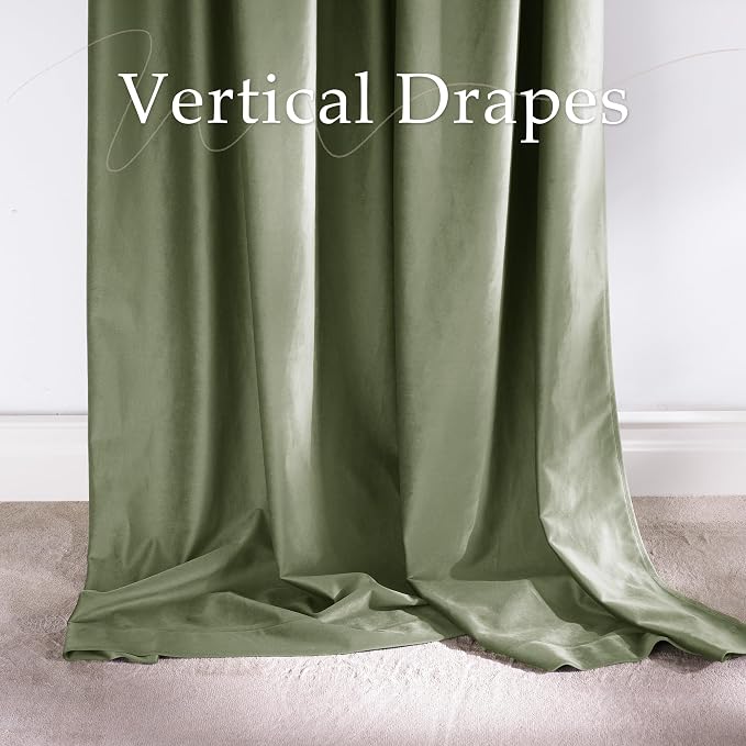 NICETOWN Sage Green Velvet Curtains 96" Long - Image 7