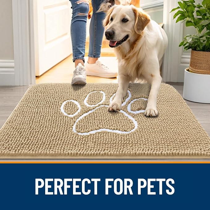 OLANLY Dog Door Mat for Muddy Paws 70x24, Paw Print Design, Absorbs Moisture - Image 6