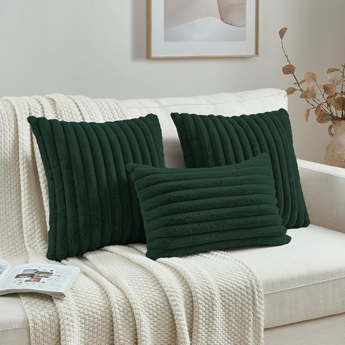 FUTEI Dark Green Decorative Throw Pillow Covers Set of 2, 12x20 Inch Soft - Image 4