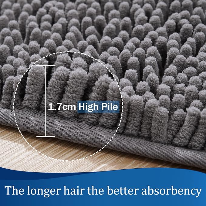 LOCHAS Luxury Bathroom Rug Shaggy Bath Mat 24 x 17 Inch, Washable Non Slip Bath - Image 5