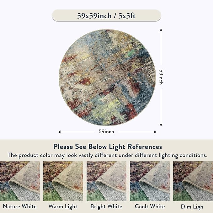 Lahome Modern Abstract Round Rug 5ft - Image 2