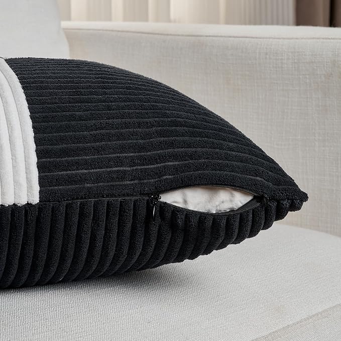 Fancy Homi Set of 2 Black White Decorative Throw Pillow Covers 16x16 Inch - Image 4