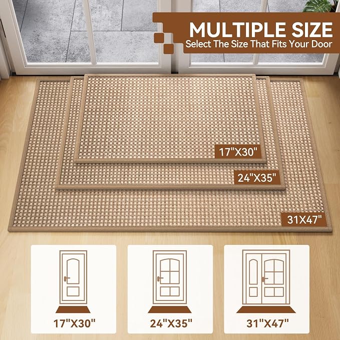 Front Door Mat 31''x47'', Absorbent Dirt Resist Washable Non Slip Low-Profile - Image 2