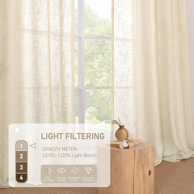 LAMIT Linen Curtains 63 inches Long - Image 3