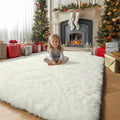 Amdrebio Ivory Area Rugs for Living Room Bedroom, 8x10 Big Large Soft Fluffy by Amdrebio