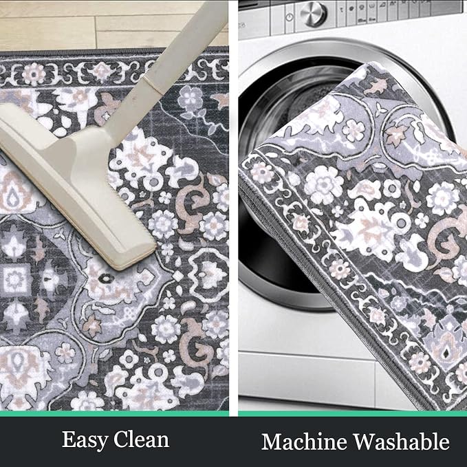 HEBE Farmhouse Kitchen Rugs Sets of 3 Non Slip Washable Boho Kitchen Rugs and - Image 4