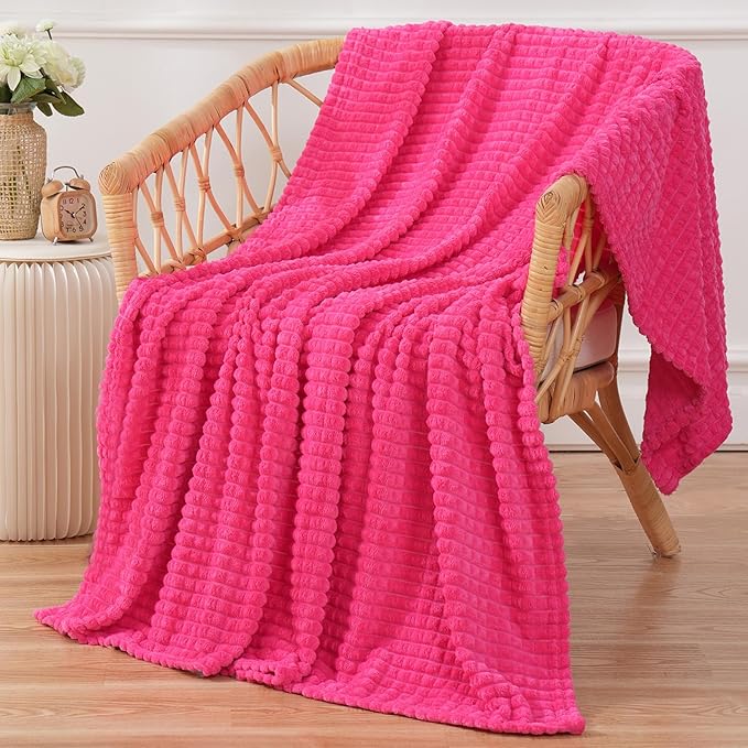 Puncuntex Flannel Fleece Throw Blanket Hot Pink 50"×60", Super Soft Plush Cozy - Image 2