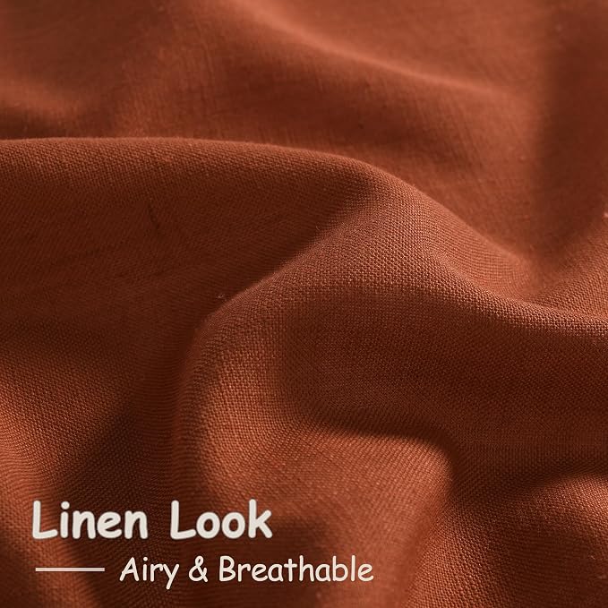 Nanspring Terracotta Linen Curtains 63 Inches Length 2 Panels - Image 5