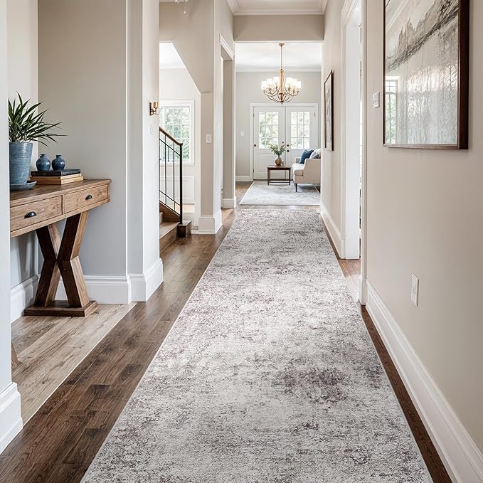 3x16 Washable Hallway Runner Rug – Abstract Non-Slip Mat by Puino