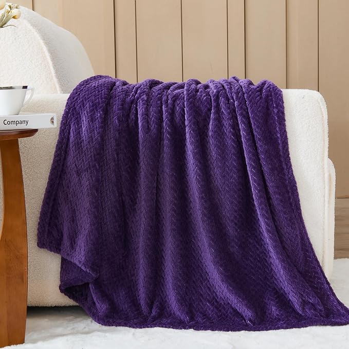 NEWCOSPLAY Super Soft Twin Blanket Dark Purple Premium Silky Flannel Fleece - Image 2