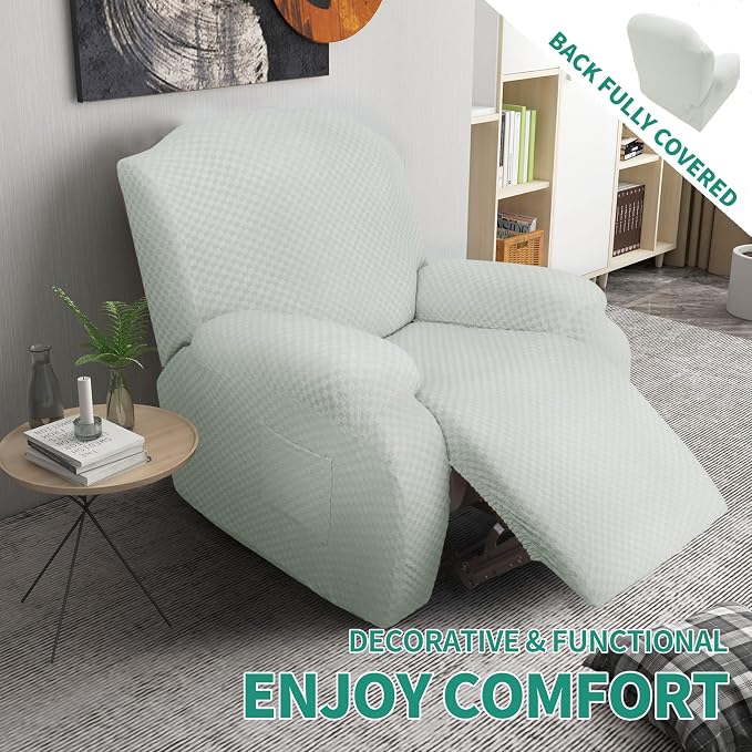 YEMYHOM 4 Pieces Stretch Recliner Slipcover Latest Jacquard Recliner Chair Cover - Image 2