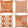 Hexagram Orange Geometric Pillow Covers 18x18 Set of 4, Decorative Outdoor by Hexagram