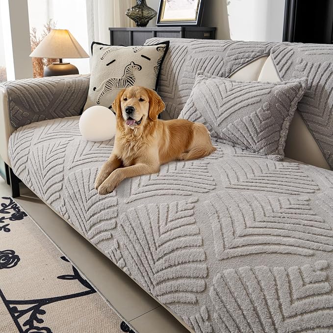 Sectional Couch Cover, Non-Slip Sofa Cover Plush Warm, Funny Fuzzy Pet Couch by PJLZJFBY