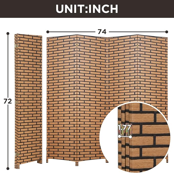 Room Divider Wood Screen 4 Panel Wood Mesh Woven Design Room Screen Divider - Image 7