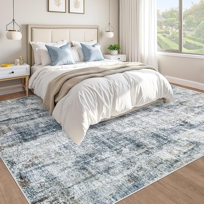 8x10 Area Rug for Living Room: Washable Abstract Soft Rugs Non Slip Modern - Image 4