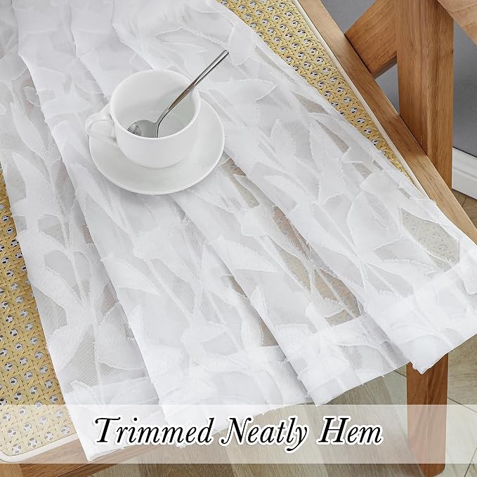 Lecloud Leia White Sheer Curtains 96 Inches Long 2 Panels, Airy Voile Jacquard - Image 9