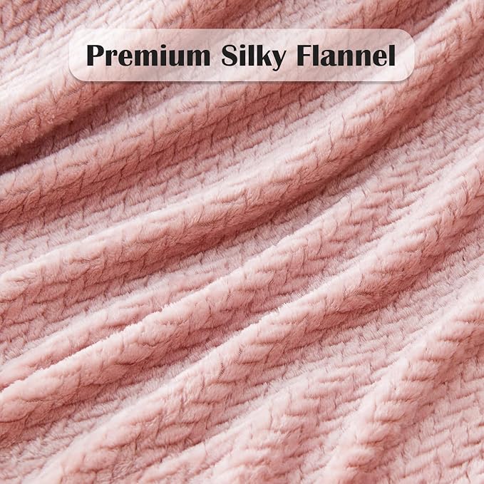 NEWCOSPLAY Super Soft King Blanket Dusty Pink Premium Silky Flannel Fleece - Image 5