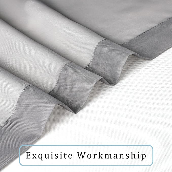 OWENIE Sheer Curtains Grey 45 Inches Long, Light Filtering Tiers - Image 4