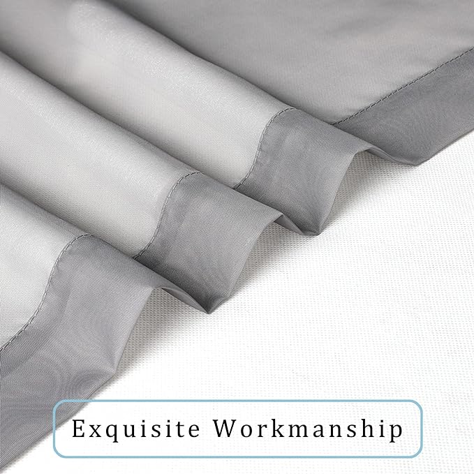 OWENIE Gray Sheer Curtains, Sheer Curtains 63 inch Length 2 Panels Set - Image 4