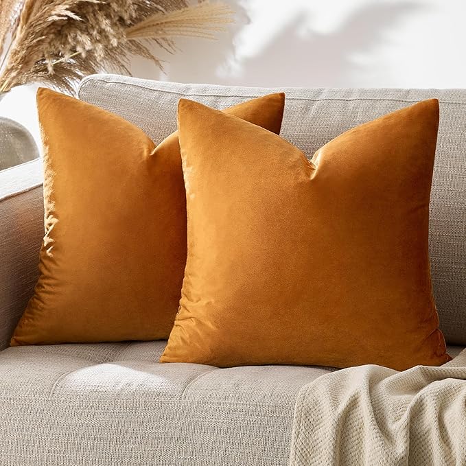 GIGIZAZA Decorative Throw Pillow Covers 26x26, Velvet Sofa Boho Cushion Pillows - Image 5