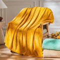 NEWCOSPLAY Super Soft Throw Blanket Mustard Yellow Premium Silky Flannel Fleece by NEWCOSPLAY