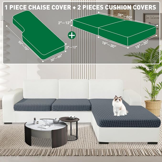 MAXIJIN Couch Cushion Covers for Sectional Sofa, Stretch Sofa Cushion Cover - Image 2