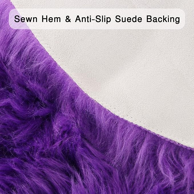duduta Purple Faux Sheepskin Runner Rugs 2x6 ft, Fluffy Fur Sofa Couch Covers - Image 2
