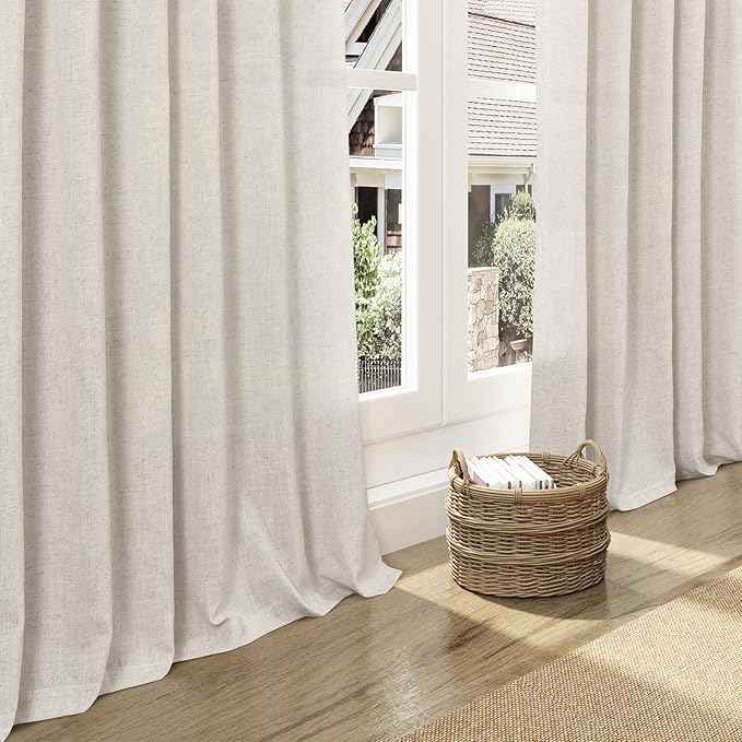 Nanspring Pearl White Linen Curtains 84 Inches Long - Image 5