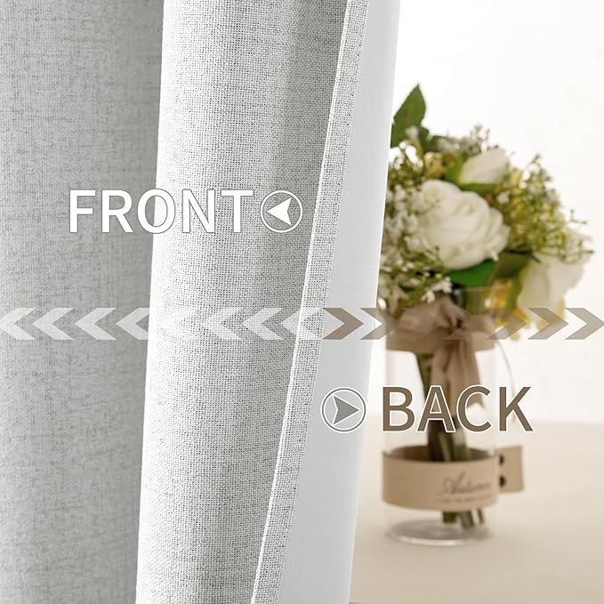 MIULEE Linen Textured Curtains Solid 100% Blackout - Image 6