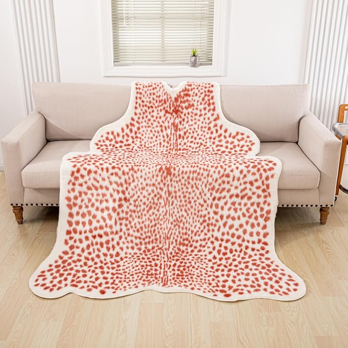Huichenxing2021FURSTORE Leopard Rug Cheetah Print Rug Large Faux Cowhide Skin - Image 4