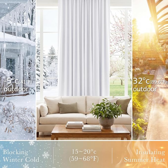 PONY DANCE 50% Light Filtering Curtains 96 inch Long, Non-See-Through Curtains - Image 4