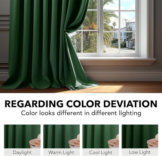 Deconovo Blackout Curtains, Thermal Insulated, W52 x L54 2 Panels, Back Tab - Image 6