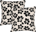 Decorative Black Floral Throw Pillow Covers 18 x 18 Inch Set of 2 by Unknown