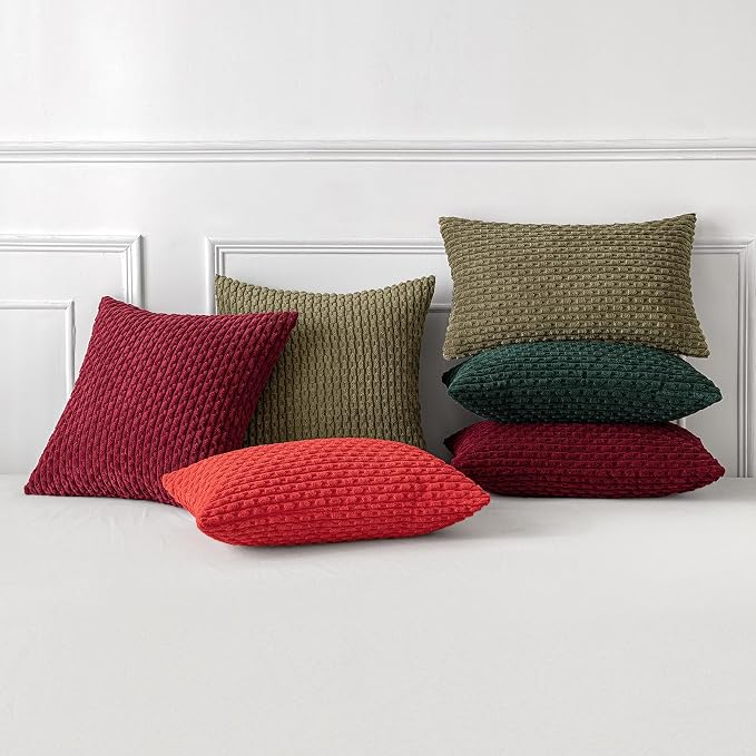 MIULEE Pack of 2 Decorative Throw Pillow Covers 18x18 Inch Soft Boho Striped - Image 5