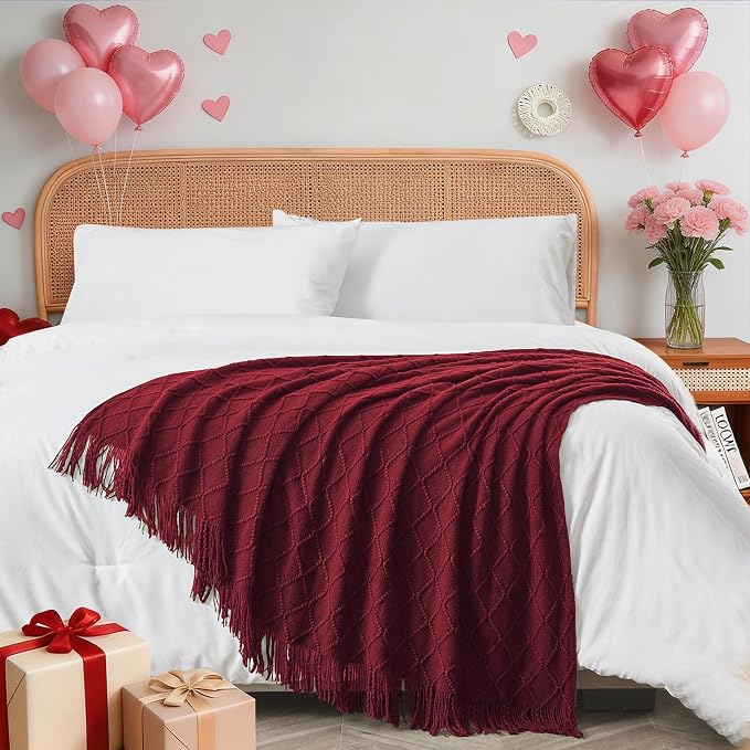 inhand Claret Knitted Throw Blanket - Image 8