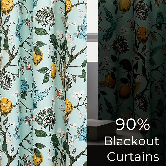 Topfinel 90 Inches Long Curtains Mint Green Whimsical Woodland Leaf Jungle - Image 4