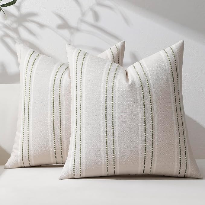 Hckot Spring Decorative Pillow Covers 18x18 Striped Throw Pillows Textured by Hckot