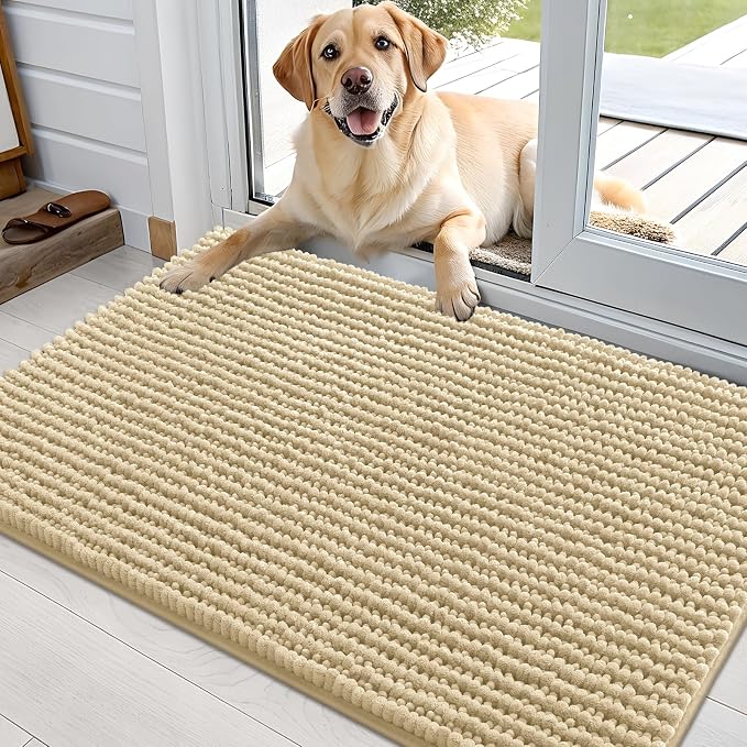 OLANLY Dog Door Mat for Muddy Paws 36x24, Ultra Absorbent Chenille Mud Doormat by OLANLY